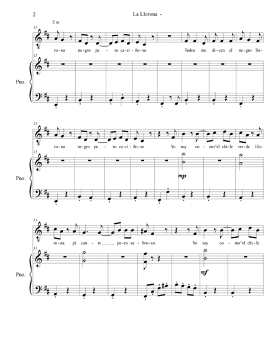 la Llorona Voice scores gallery preview page 2