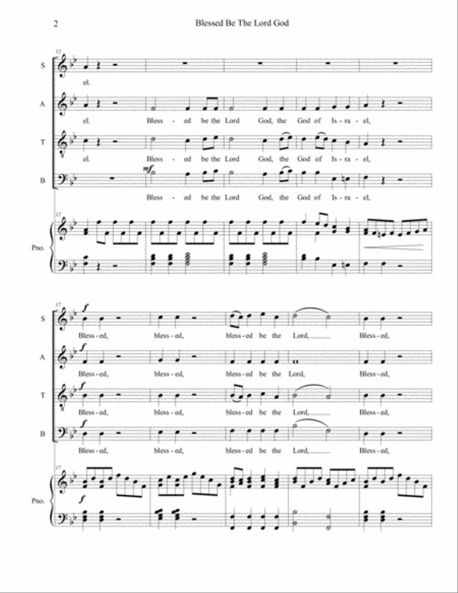 Blessed Be The Lord God 4-Part scores gallery preview page 2