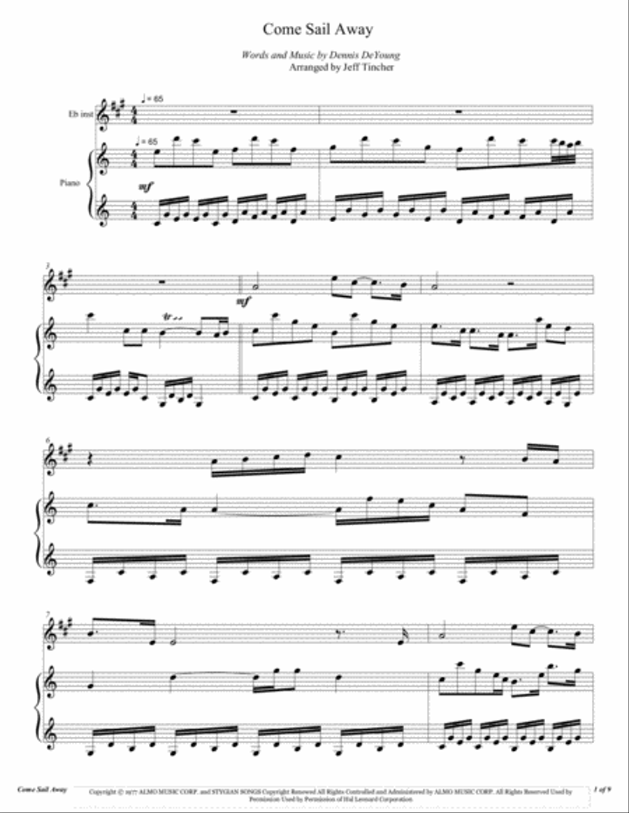 Come Sail Away Come Sail Away Alto Saxophone scores gallery preview page 2