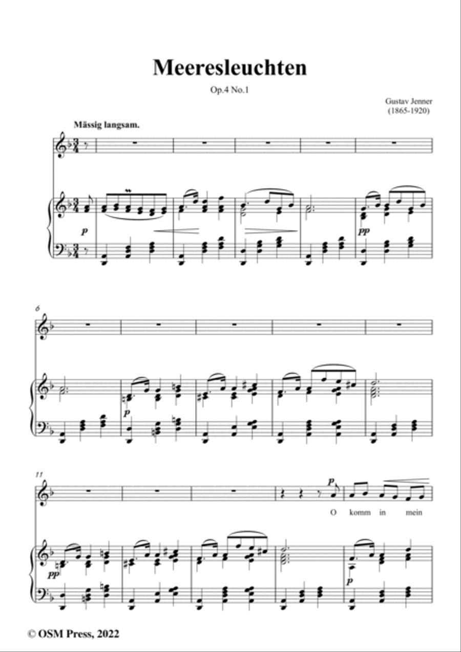 Jenner-Meeresleuchten,in d minor,Op.4 No.1 Voice scores gallery preview page 2