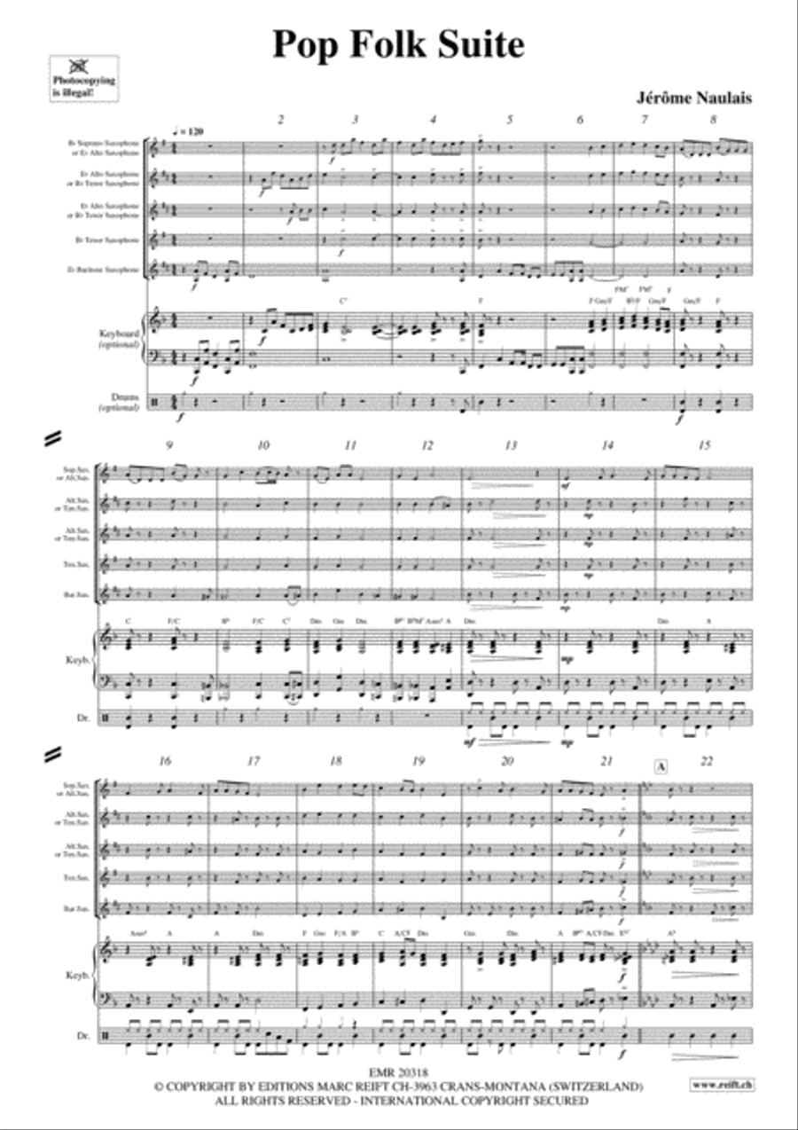 Pop Folk Suite Saxophone Quintet scores gallery preview page 3