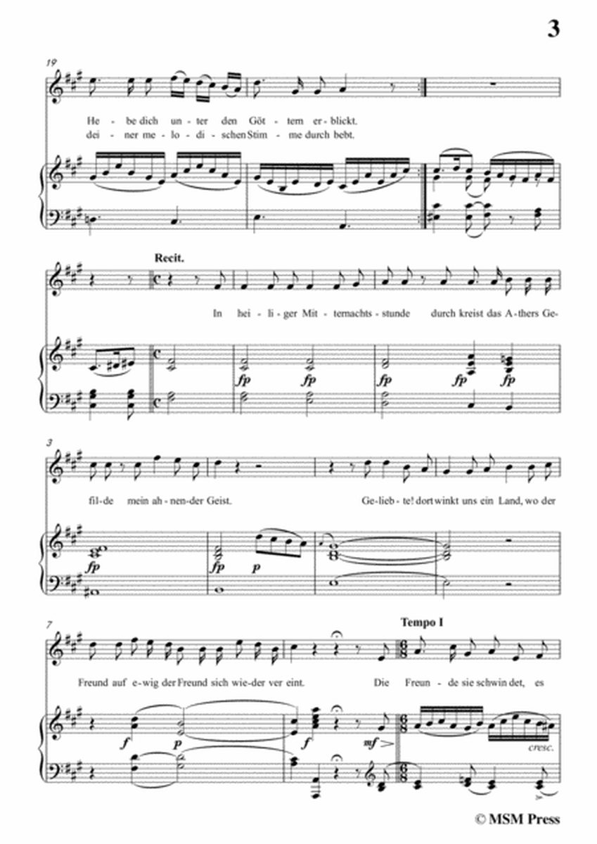 Schubert-Lied der Liebe,in A Major,for Voice and Piano image number null