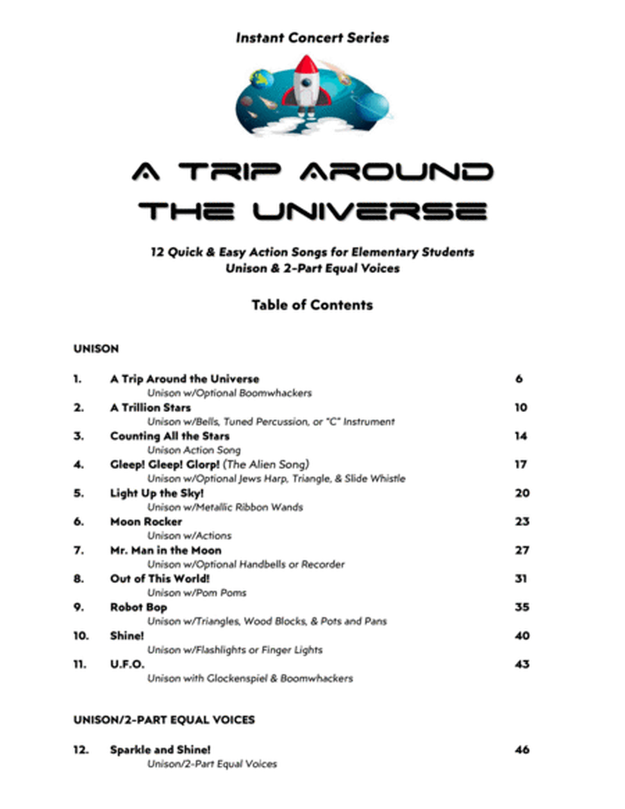 A Trip Around the Universe (12 Quick & Easy Action Songs for Elementary Students) image number null