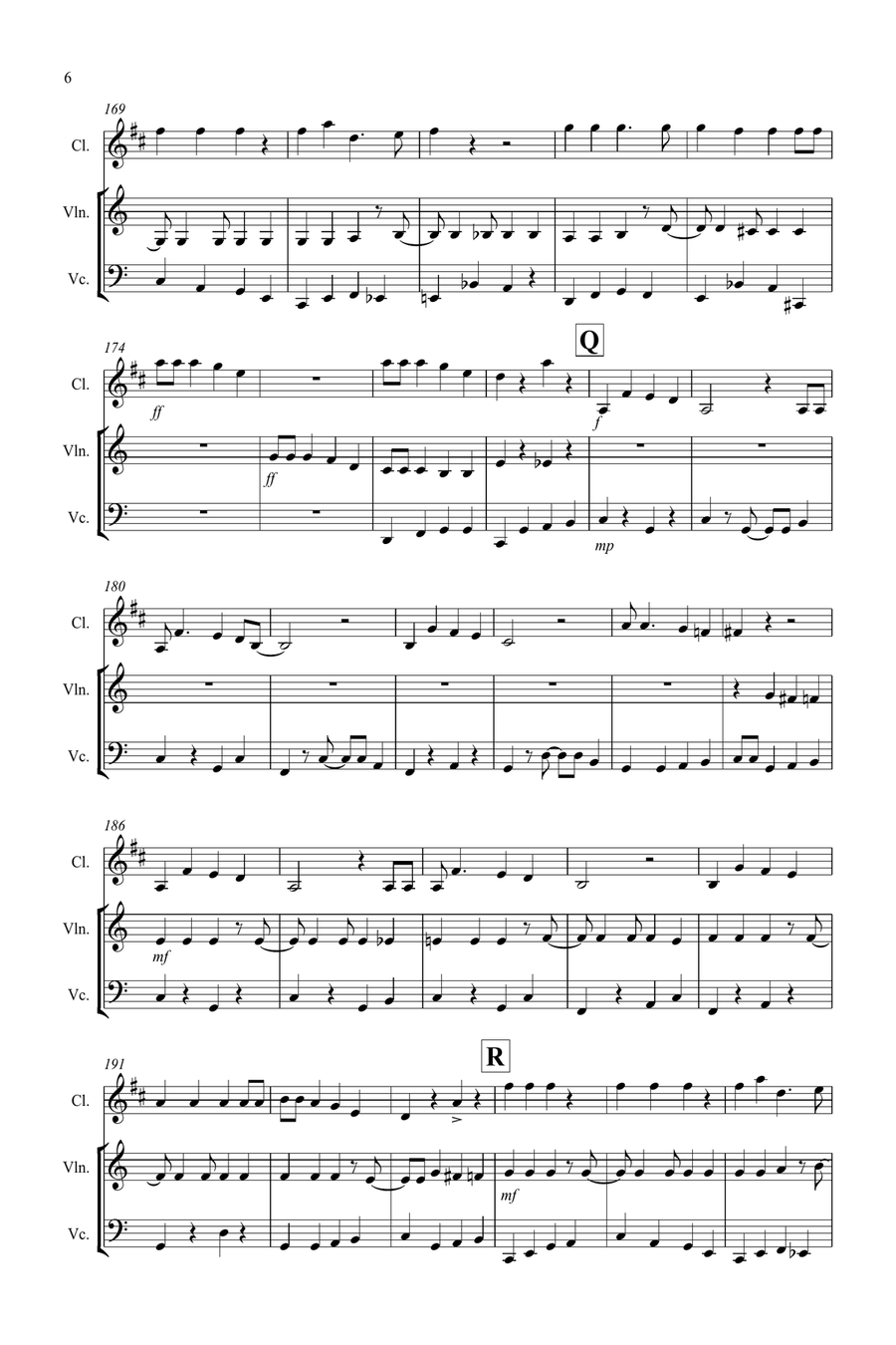 3 Christmas Favourites for Clarinet, Violin and Cello Trio Small Ensemble scores gallery preview page 6