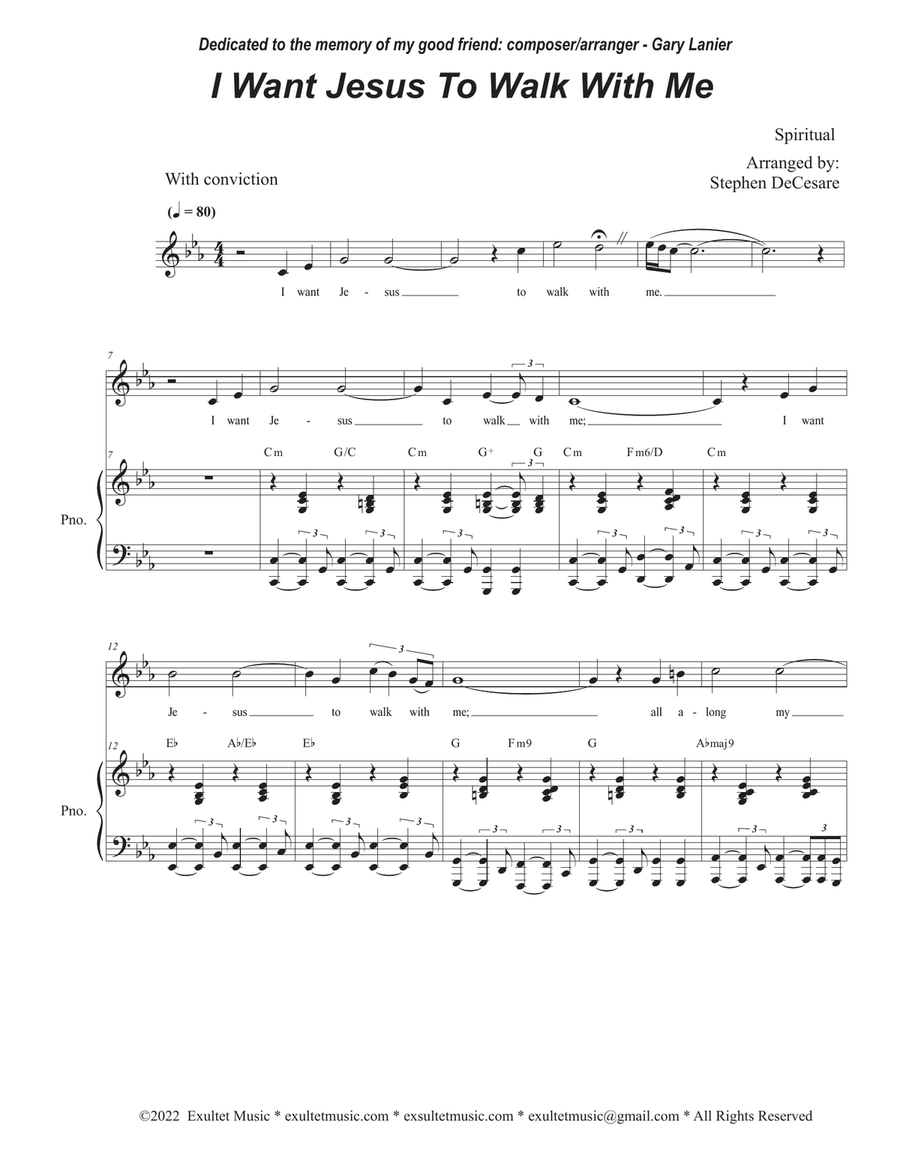 I Want Jesus To Walk With Me (Vocal solo - High Key) Piano, Vocal scores gallery preview page 1