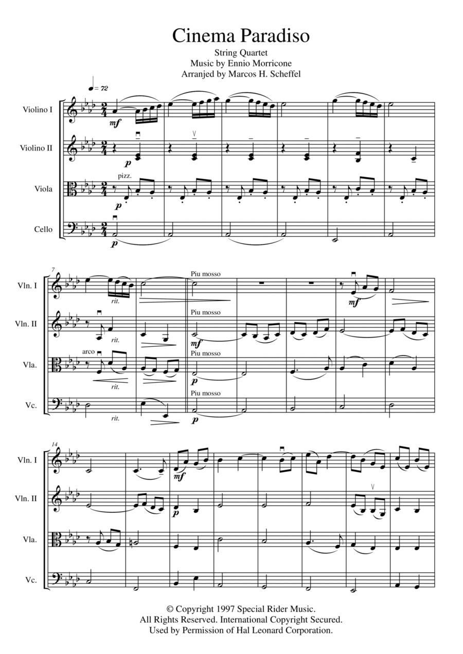 Cinema Paradiso String Quartet scores gallery preview page 1