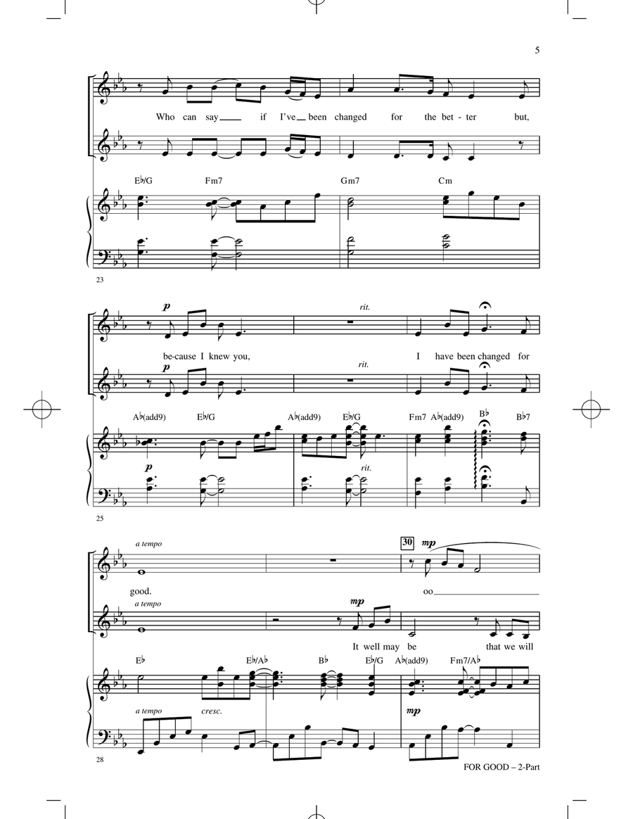 For Good (from Wicked) (arr. Mac Huff) 2-Part scores gallery preview page 4