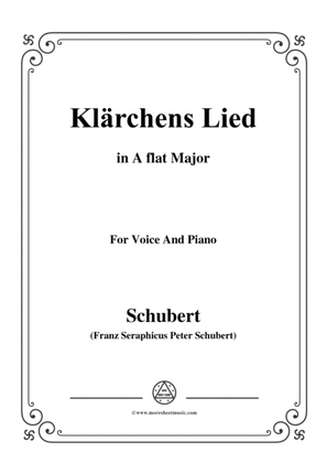 Book cover for Schubert-Klärchens Lied,Love,D.210,in A flat Major,for Voice&Piano