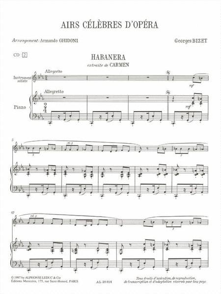 Airs Celebres D'operas Vol.1 (flute & Piano) Avec Cd Al29443
