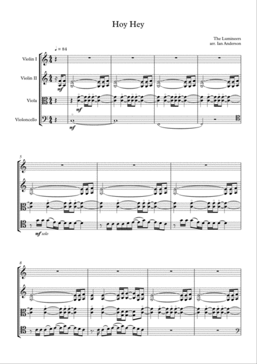 Ho Hey String Quartet scores gallery preview page 1