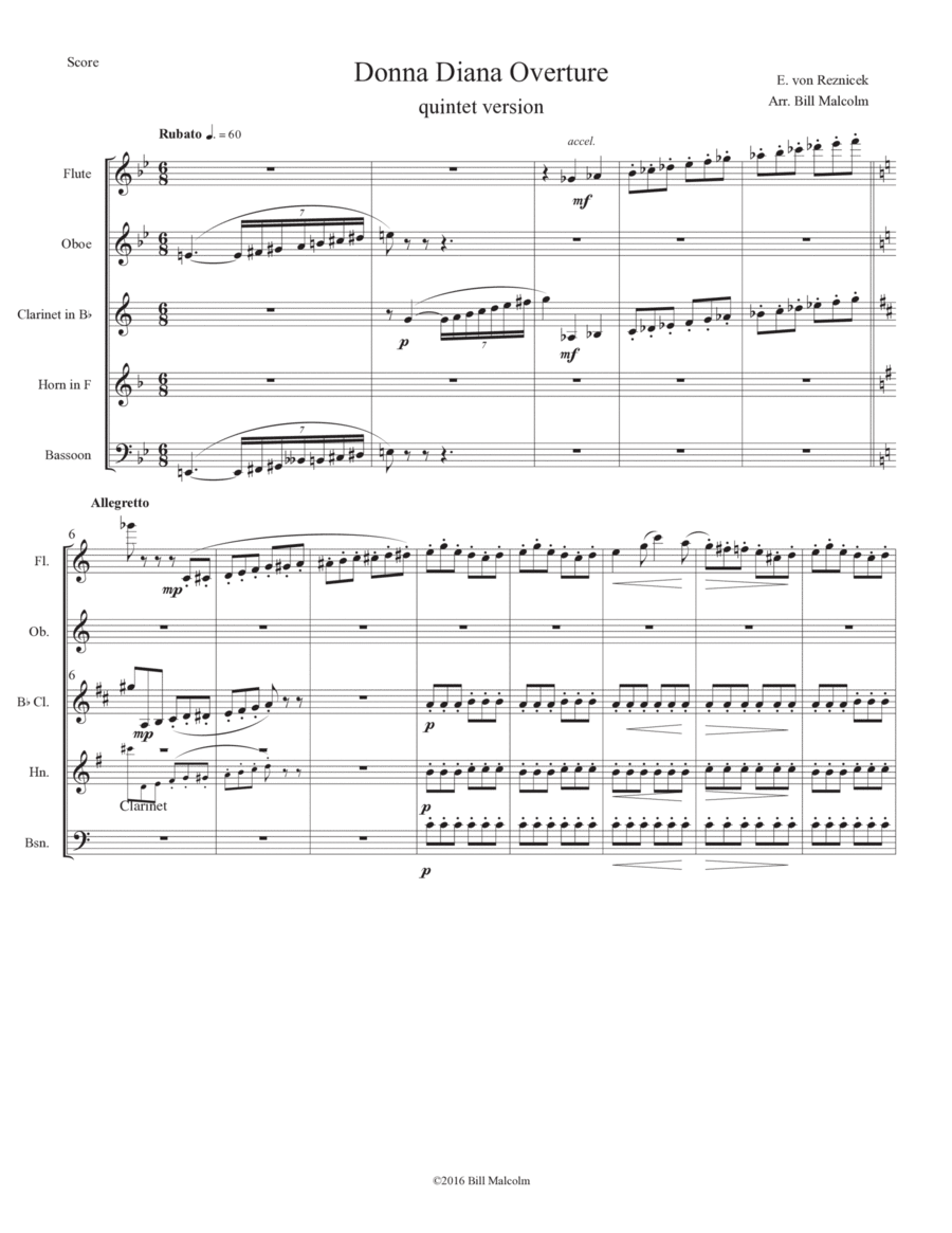 Donna Diana Overture for Wind Quintet Woodwind Quintet scores gallery preview page 1