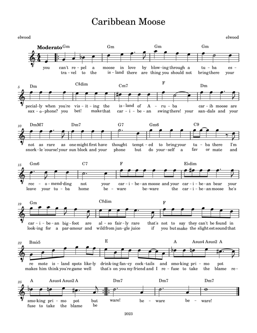 Caribbean Moose Caribbean Moose Easy Piano scores gallery preview page 1