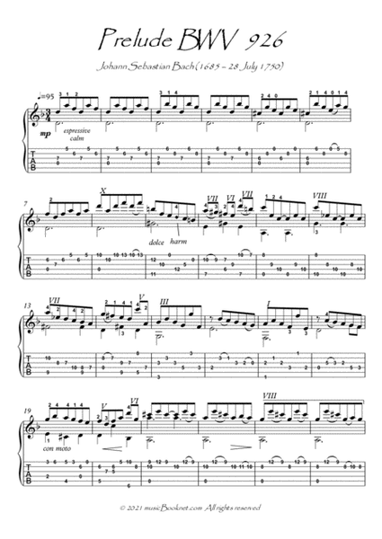 Bach for Guitar Prelude BWV 926 guitar solo image number null