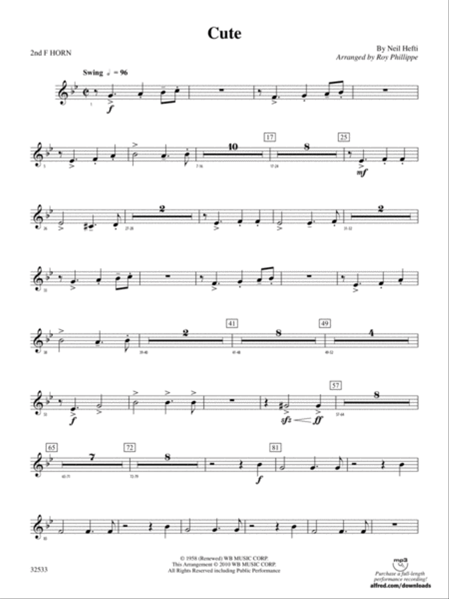 Cute: 2nd F Horn Cute: 2nd F Horn Concert Band scores gallery preview page 1