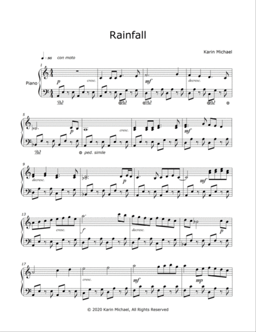 Rainfall Piano Solo scores gallery preview page 1