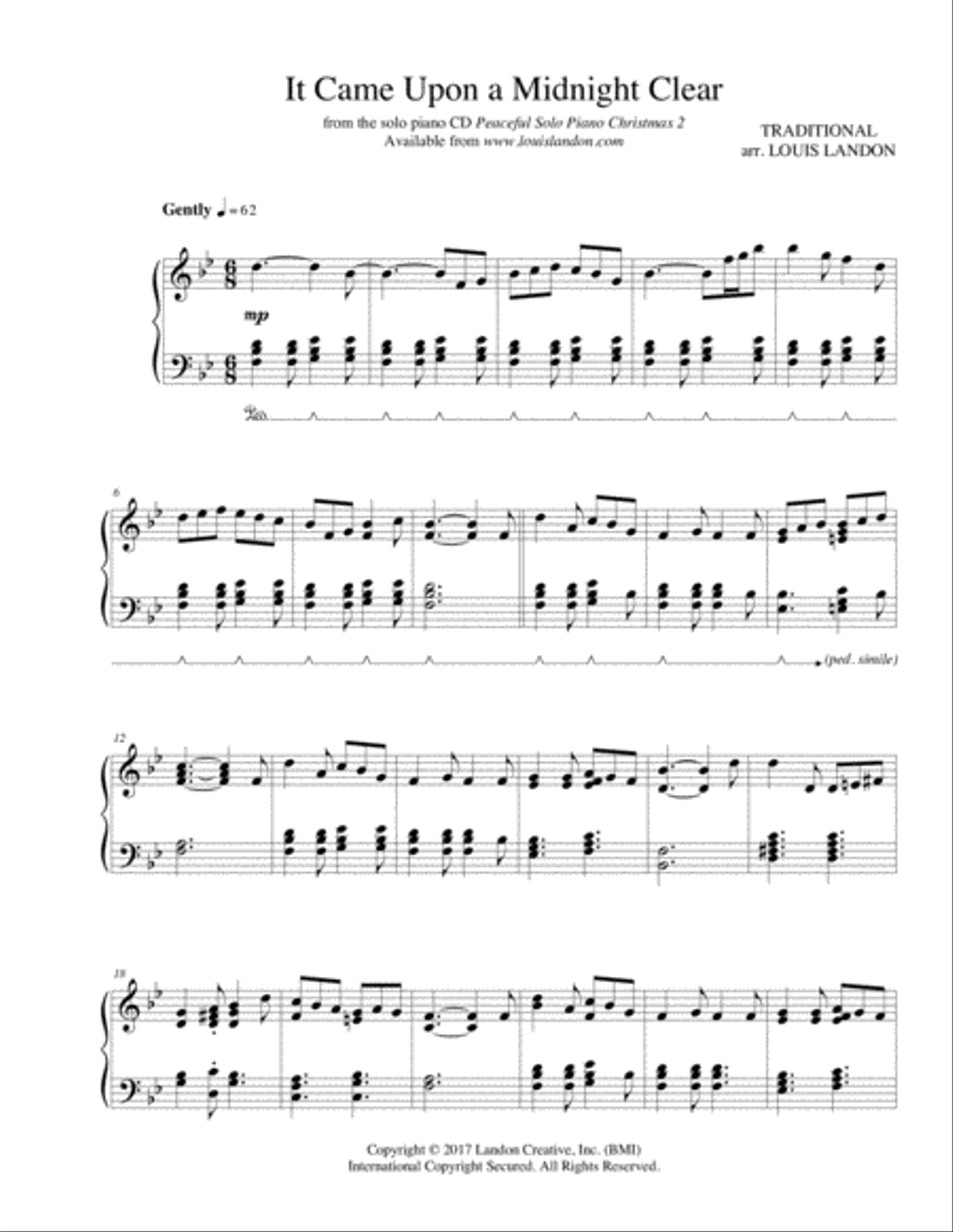 It Came Upon a Midnight Clear - Traditional Christmas - Louis Landon - Solo Piano Piano Solo scores gallery preview page 2