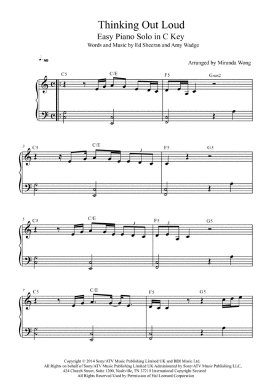 Thinking Out Loud Easy Piano scores gallery preview page 5
