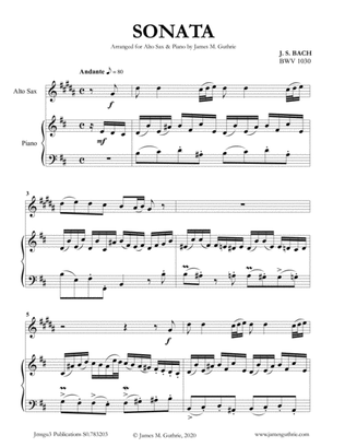 BACH: Six Sonatas BWV 1030-1035 for Alto Sax & Piano