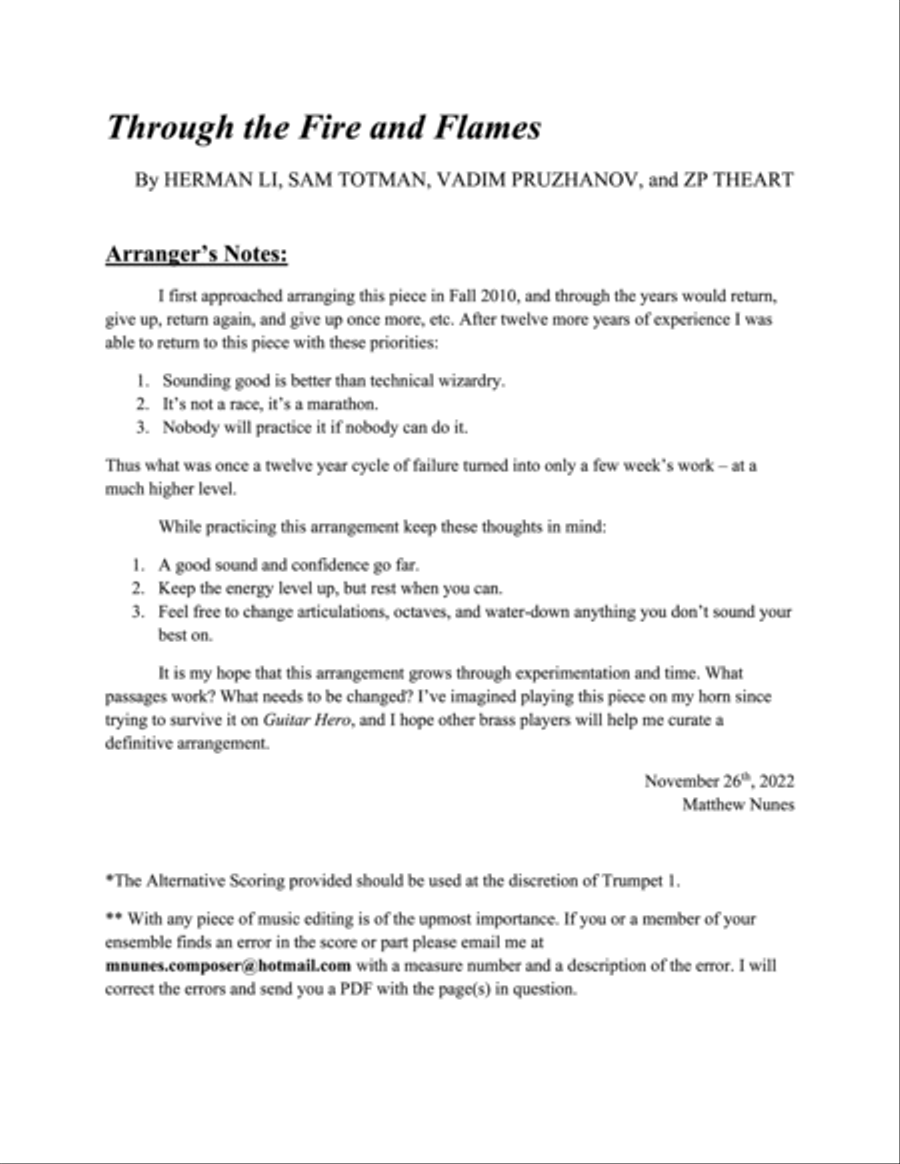 Through The Fire And Flames Euphonium scores gallery preview page 2
