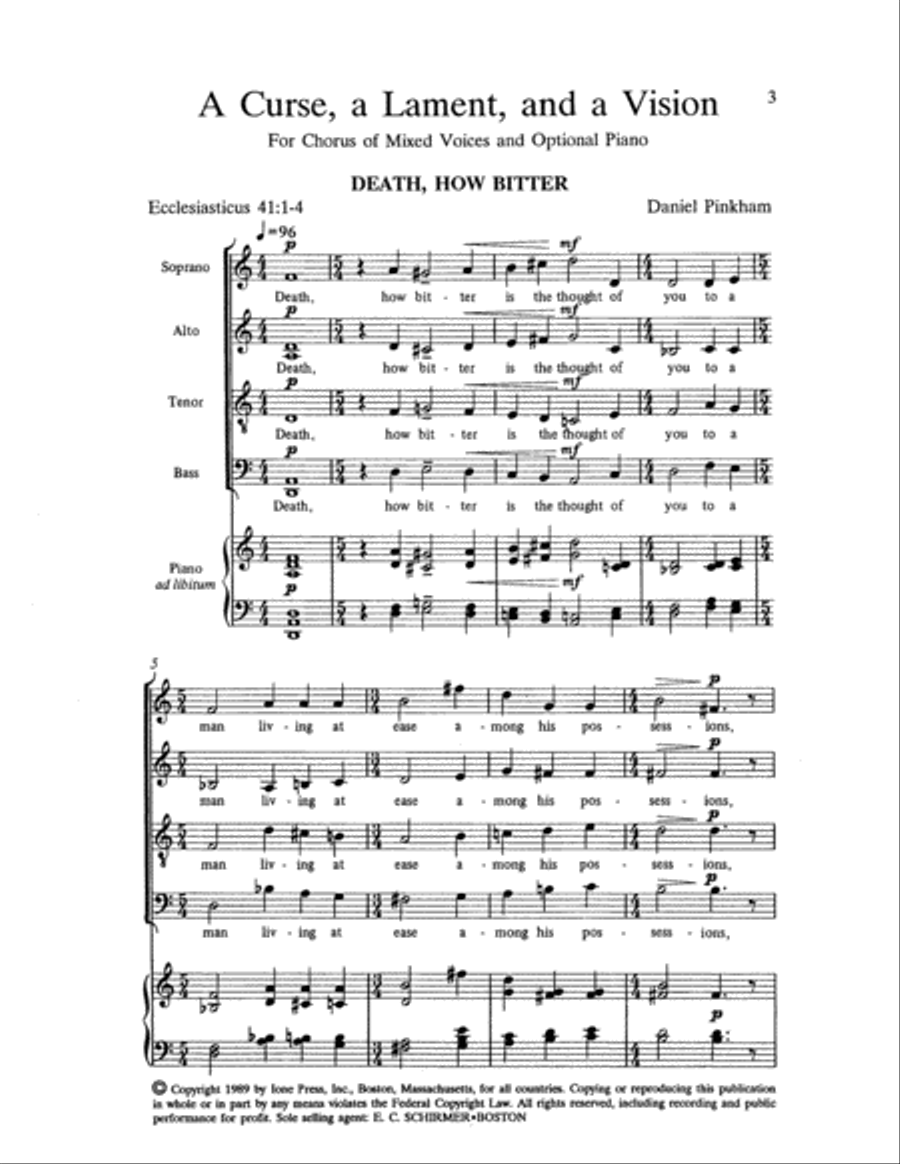 A Curse, a Lament, and a Vision: 2. Death, How Bitter 4-Part scores gallery preview page 2