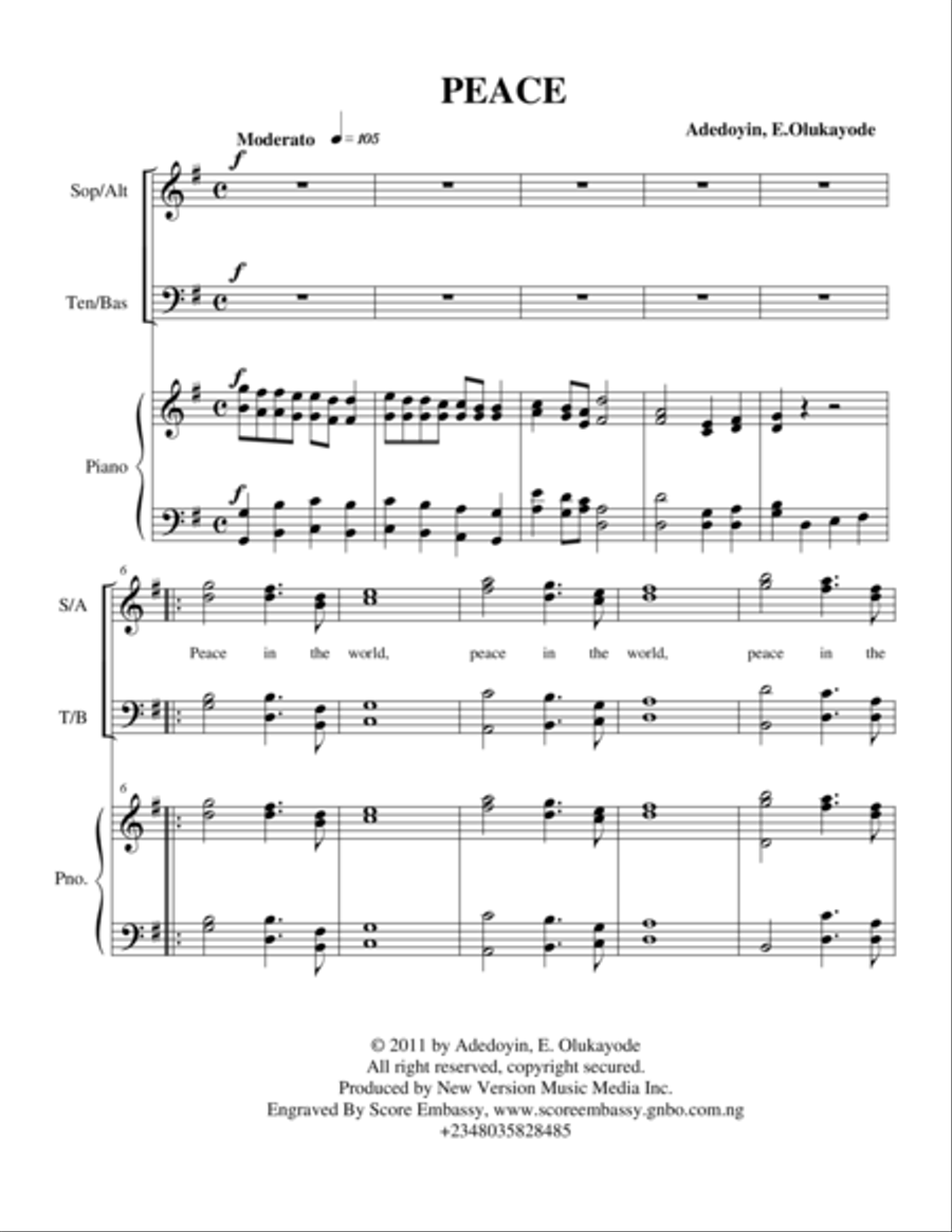 Peace In The World Voice Solo scores gallery preview page 1