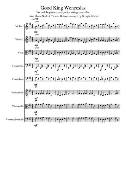 Good King Wenceslas - for Beginners and Junior String Ensemble