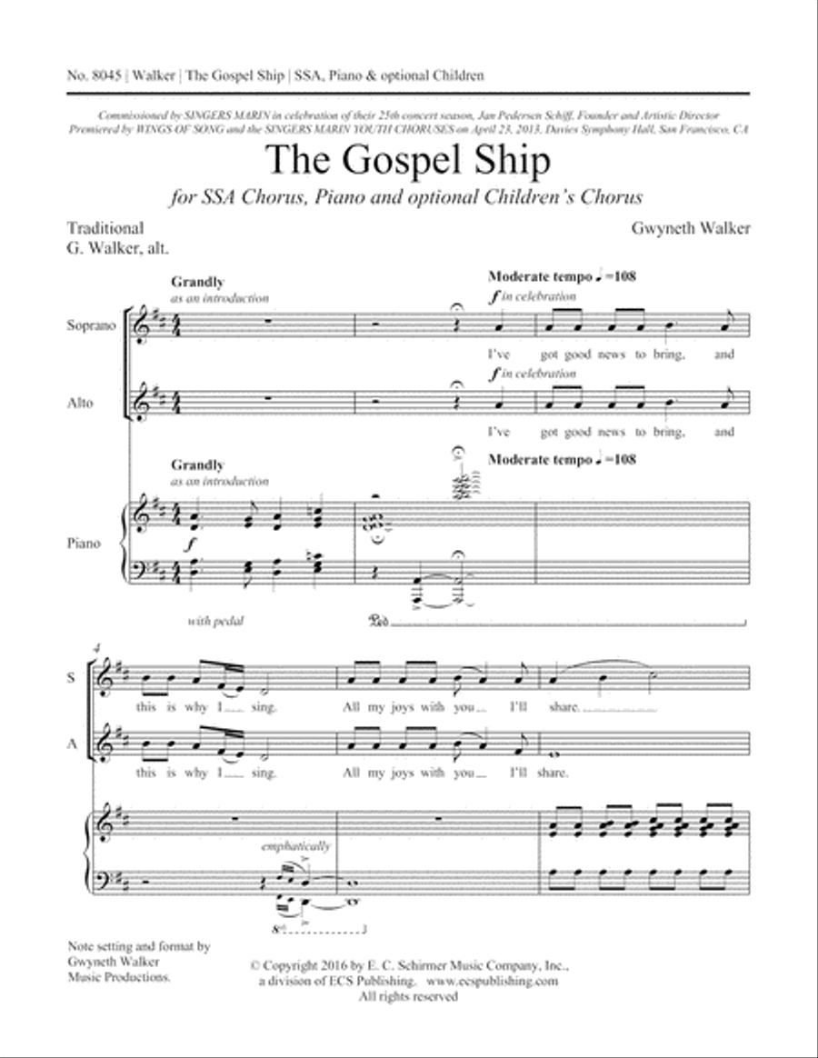 Gospel Songs: The Gospel Ship SSA scores gallery preview page 2