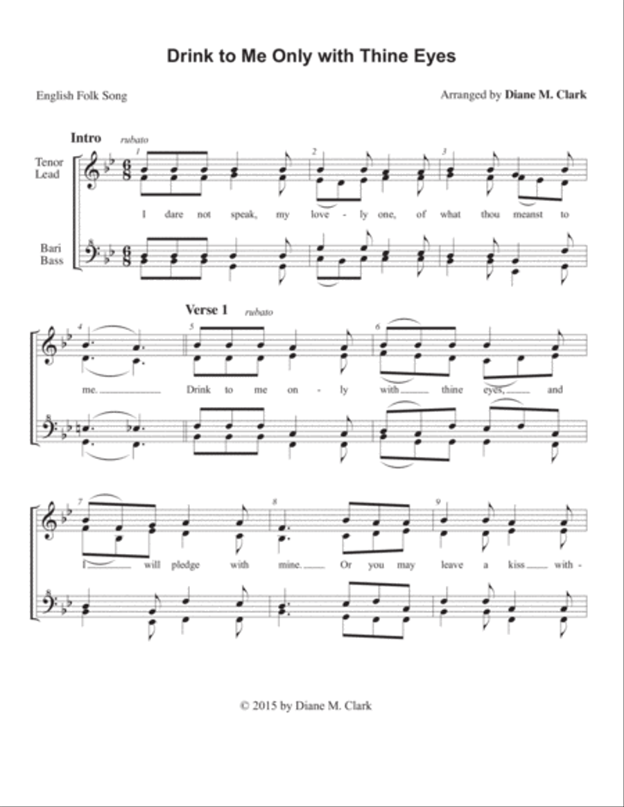 Drink to Me Only (CHORAL PRICING) SSAA scores gallery preview page 1
