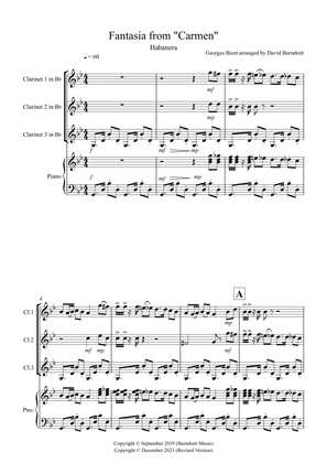 Habanera (Fantasia from Carmen) for Clarinet Trio