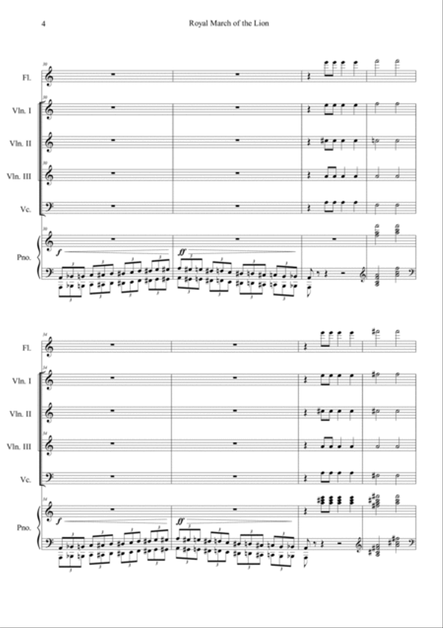 Le Lion (Le Carnaval des Animaux) Orchestra scores gallery preview page 4