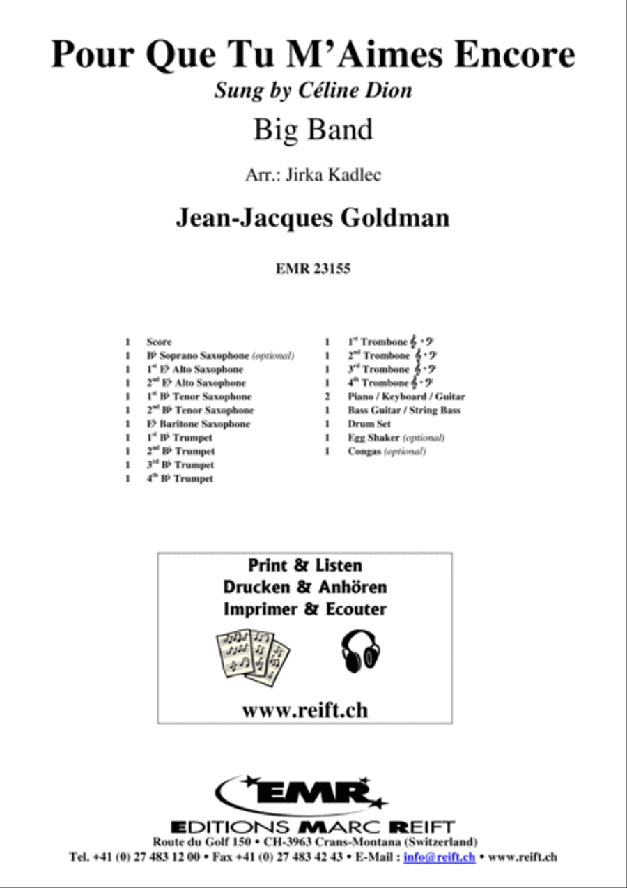 Pour Que Tu M'Aimes Encore Big Band scores gallery preview page 2