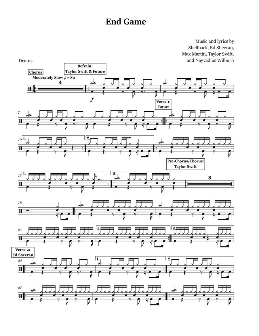 End Game Drum Set scores gallery preview page 1