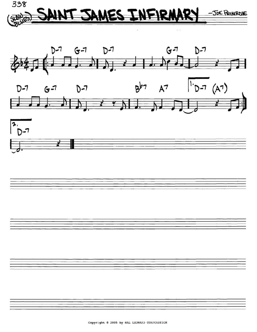 Saint James Infirmary Piano scores gallery preview page 1