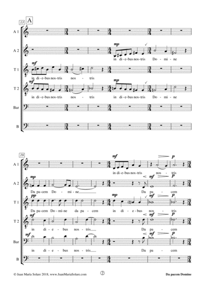 Da pacem Domine [6-part Choir AATTBarB]