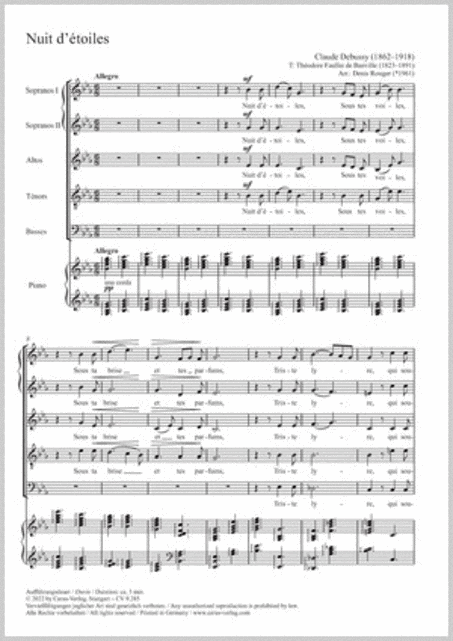 Nuit d'etoiles SSATB scores gallery preview page 1