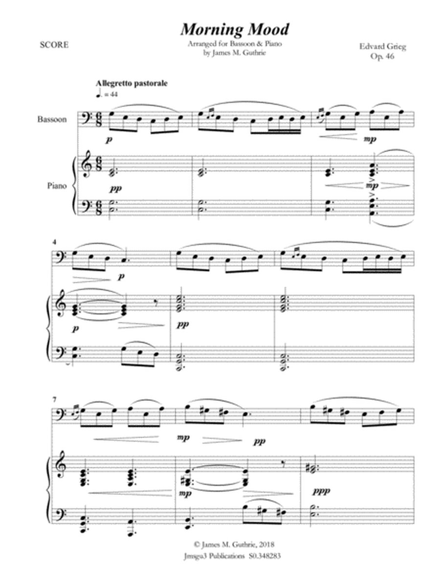 Grieg: Morning Mood from Peer Gynt Suite for Bassoon & Piano image number null