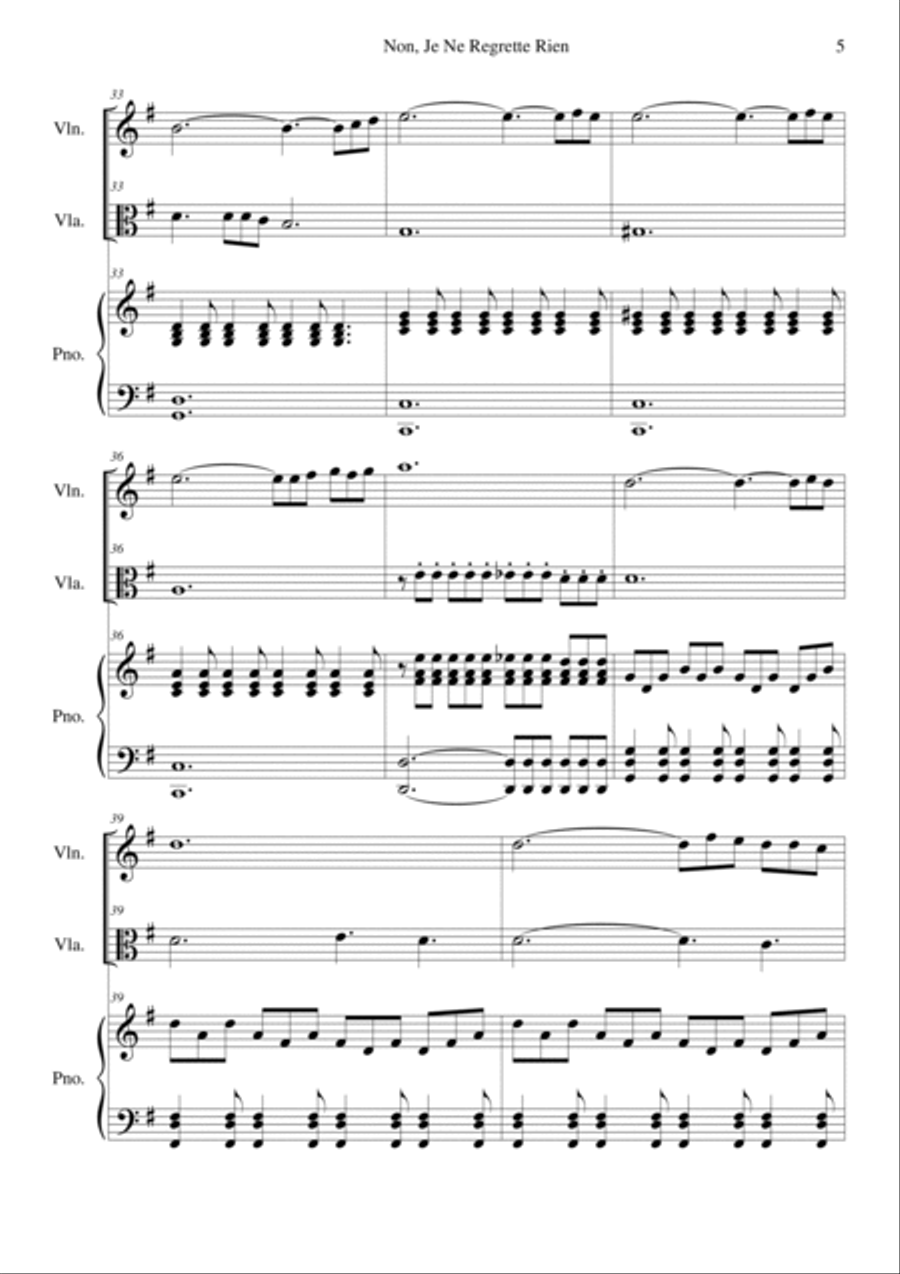Non, Je Ne Regrette Rien Viola scores gallery preview page 5