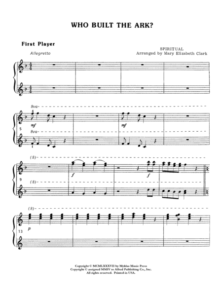 Who Built the Ark? - Piano Trio (1 Piano, 6 Hands)