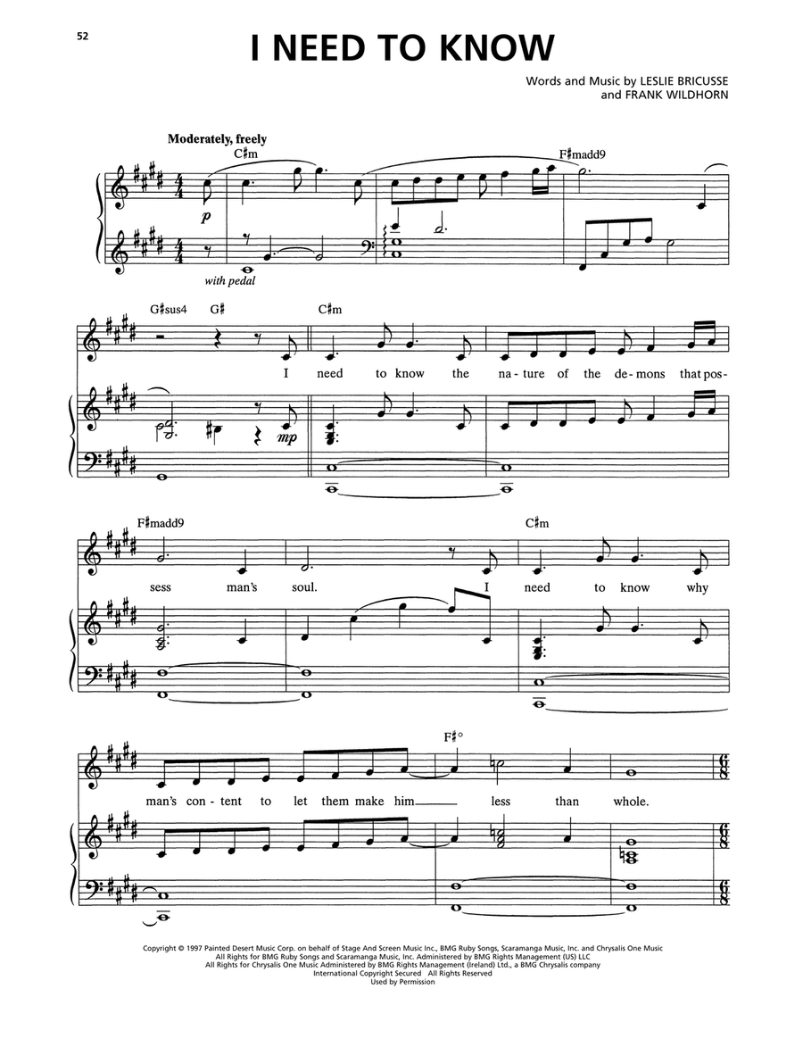 I Need To Know (from Jekyll & Hyde) (2013 Revival Version) Voice scores gallery preview page 1