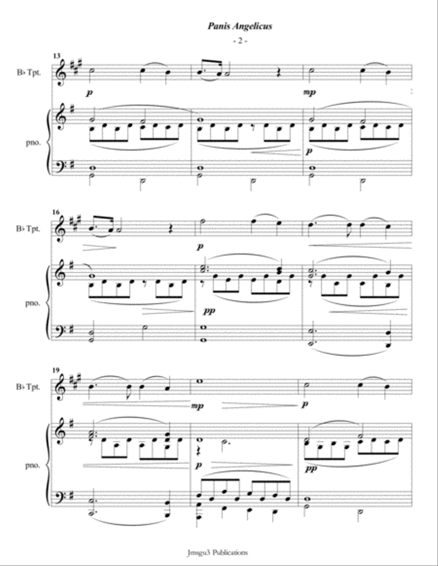 Franck: Panis Angelicus for Trumpet & Piano B-Flat Trumpet scores gallery preview page 2