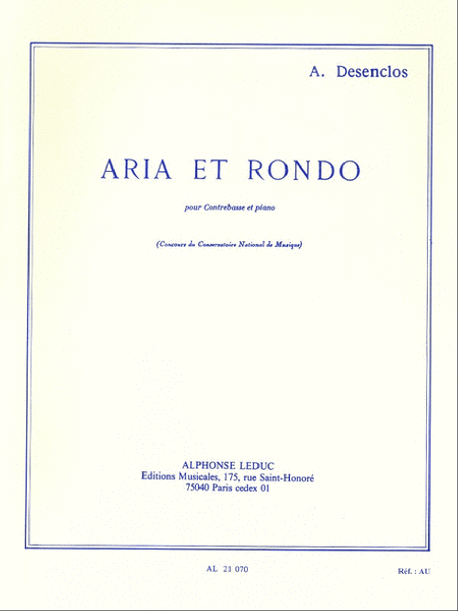 Aria and Rondo for Double Bass and Piano Double Bass scores gallery preview page 1