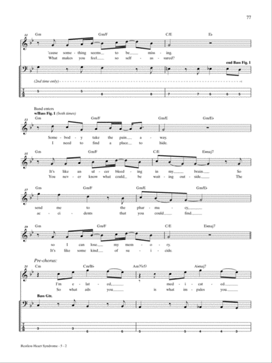 Restless Heart Syndrome Bass Guitar Tablature scores gallery preview page 2