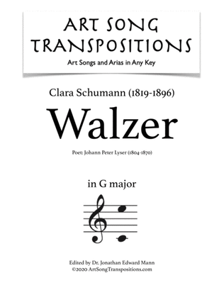 Book cover for SCHUMANN: Walzer (transposed to G major)
