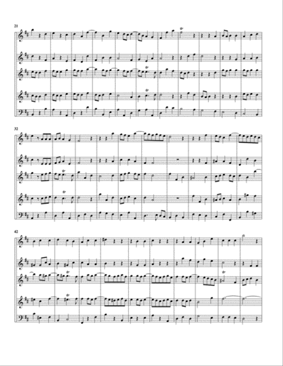 Quintet for 2 voice flutes, 2 flutes and basso continuo in B minor Small Ensemble scores gallery preview page 3