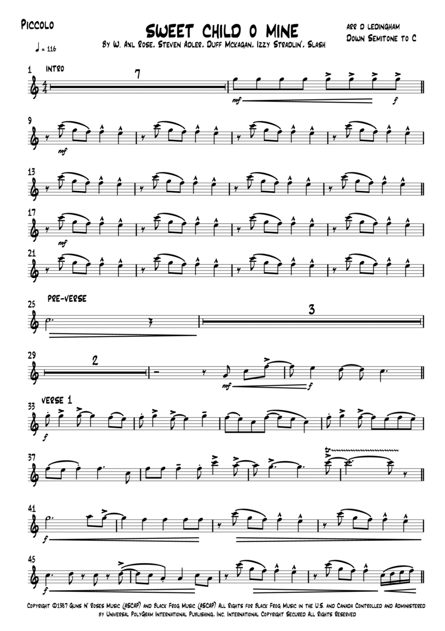 Sweet Child O' Mine Concert Band scores gallery preview page 1