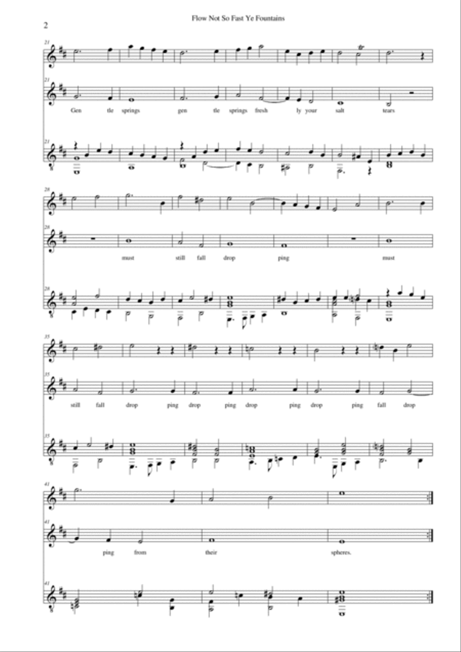 Flow not so fast ye fountains for low voice, guitar and added melody instrument Flute scores gallery preview page 2