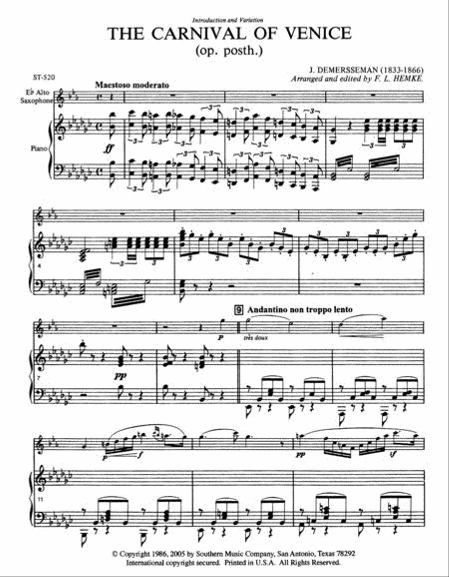 Le Carnaval De Venise (Carnival of Venice) Alto Saxophone scores gallery preview page 3