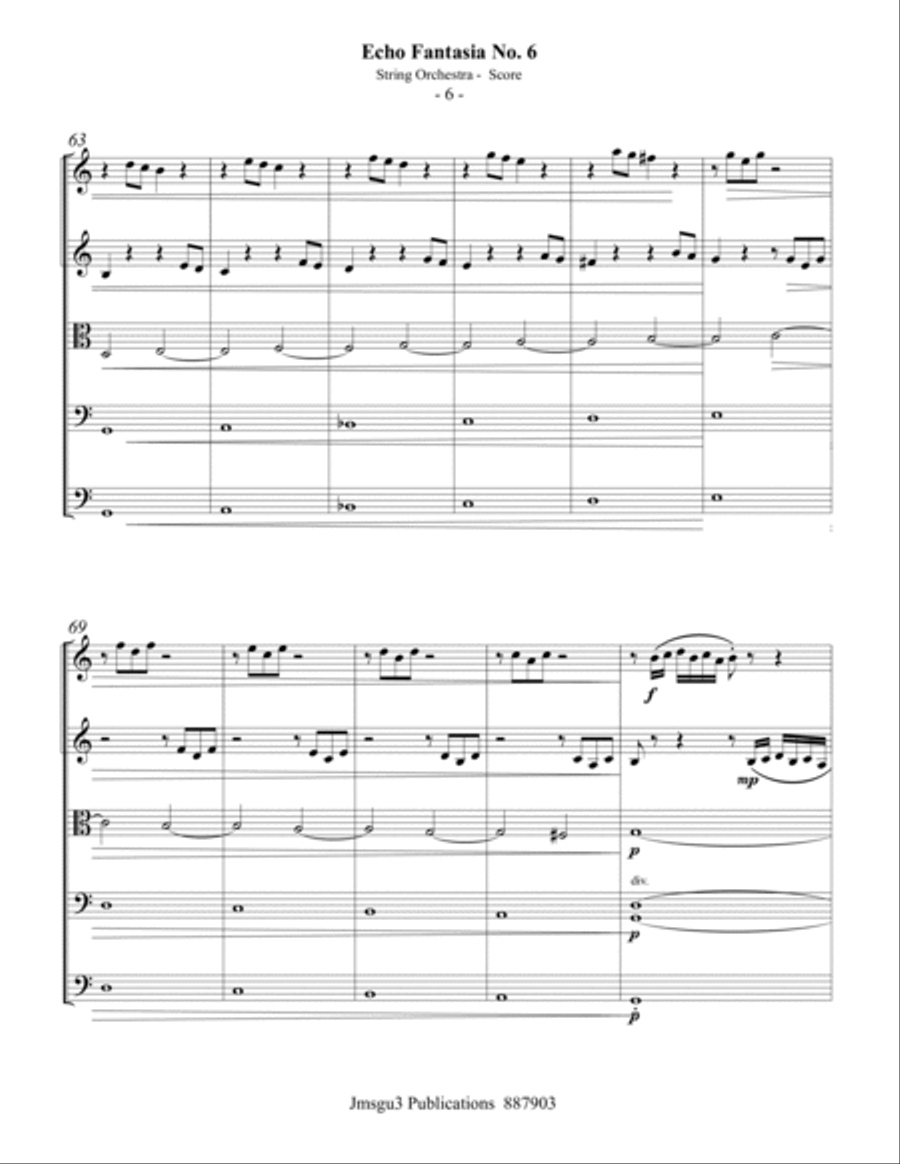 Sweelinck: Echo Fantasia No. 6 for String Orchestra - Score Only String Orchestra scores gallery preview page 6