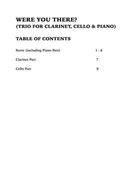 Were You There (Trio for Clarinet, Cello and Piano) image number null