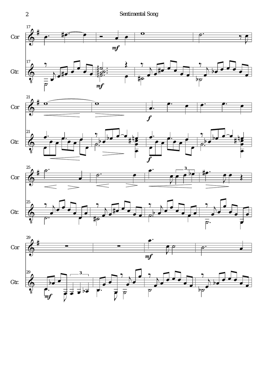 Sentimental Song for cor anglais and guitar English Horn scores gallery preview page 2